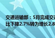 交通运输部：5月完成交通固定资产投资3046亿元由4月同比下降2.7%转为增长2.8%