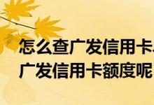 怎么查广发信用卡单日最高消费额度 怎么查广发信用卡额度呢