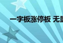 一字板涨停板 无量一字板涨停说明什么