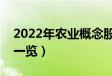 2022年农业概念股有哪些（农业概念龙头股一览）
