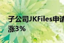 子公司JKFiles申请IPO后 Raymond股价上涨3%