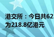 港交所：今日共622只港股被沽空总沽空金额为218.8亿港元