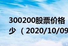 300200股票价格（300200股票价格今天多少 （2020/10/09））