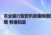 农业银行取款机能查明细账单吗 请问农业银行怎么查账单明细 有谁知道
