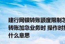 建行网银转账额度限制怎么办 建设银行：办理网上银行跨行转账加急业务时 操作时提示IBPSZXXXE0999、eer590 是什么意思