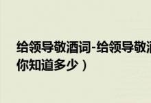 给领导敬酒词-给领导敬酒词大全（酒桌上给领导的敬酒词你知道多少）