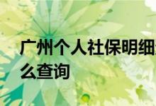 广州个人社保明细查询 广州个人社保明细怎么查询
