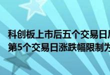 科创板上市后五个交易日后的涨跌幅限制 科创板股票上市后第5个交易日涨跌幅限制为多少 