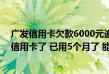 广发信用卡欠款6000元逾期6年 我已经有一张广发6000的信用卡了 已用5个月了 能提额吗 额度能提到多少