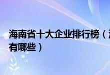 海南省十大企业排行榜（海南上市公司排名海南知名大企业有哪些）