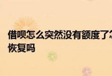 借呗怎么突然没有额度了怎么恢复 借呗为啥突然没额度了能恢复吗