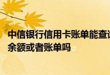 中信银行信用卡账单能查询吗 网上可以查询中信银行信用卡余额或者账单吗