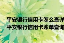 平安银行信用卡怎么查详细账单 怎么查询平安信用卡账单 平安银行信用卡账单查询方法是什么