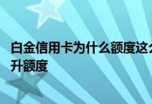 白金信用卡为什么额度这么低 我的白金信用卡为什么不能提升额度