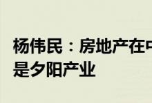 杨伟民：房地产在中国仍有必要、仍有刚需不是夕阳产业