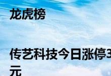 龙虎榜|传艺科技今日涨停3家机构合计净买入8840万元