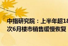 中指研究院：上半年超180省市优化调整房地产政策近500次6月楼市销售缓慢恢复