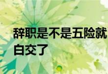 辞职是不是五险就白交了 五险离职了是不是白交了