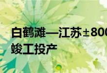 白鹤滩—江苏±800千伏特高压直流输电工程竣工投产
