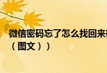 微信密码忘了怎么找回来微信密码（微信密码忘了怎么找回（图文））
