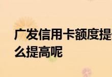 广发信用卡额度提升办法 广发信用卡额度怎么提高呢