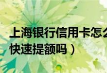 上海银行信用卡怎么提额（上海银行信用卡能快速提额吗）