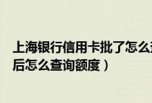 上海银行信用卡批了怎么查额度（上海银行信用卡申请通过后怎么查询额度）