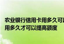 农业银行信用卡用多久可以提额度 请问大家农业银行信用卡用多久才可以提高额度