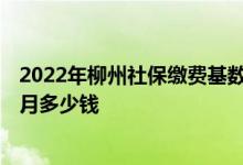 2022年柳州社保缴费基数及比例 2022年柳州社保缴费一个月多少钱 