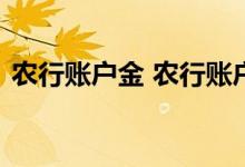 农行账户金 农行账户金交易时间是什么时候