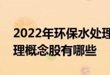 2022年环保水处理概念股龙头一览环保水处理概念股有哪些