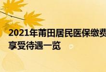 2021年莆田居民医保缴费标准 2022参加莆田城乡居民医保享受待遇一览 