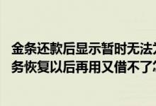 金条还款后显示暂时无法为你提供借款服务 金条无法提供服务恢复以后再用又借不了怎么办