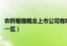 农药菊酯概念上市公司有哪些（2022年农药菊酯股票龙头股一览）