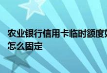农业银行信用卡临时额度如何提 农业银行信用卡提临时额度怎么固定