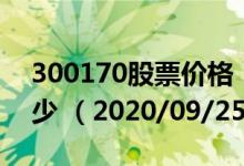 300170股票价格（300170股票价格今天多少 （2020/09/25））