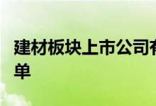 建材板块上市公司有哪些建材板块上市公司名单