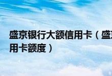 盛京银行大额信用卡（盛京银行信用卡在线申请盛京银行信用卡额度）