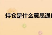 持仓是什么意思通俗易懂 持仓是什么意思
