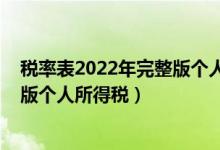 税率表2022年完整版个人所得税申报（税率表2022年完整版个人所得税）