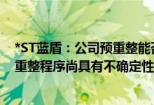 *ST蓝盾：公司预重整能否成功及法院是否能裁定公司进入重整程序尚具有不确定性