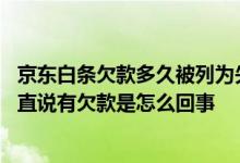 京东白条欠款多久被列为失信名单 京东白条我没有用过却一直说有欠款是怎么回事