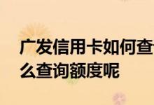 广发信用卡如何查询额度 广发信用卡卡号怎么查询额度呢
