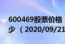 600469股票价格（600469股票价格今天多少 （2020/09/21））