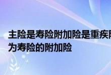 主险是寿险附加险是重疾险能买吗 为什么现在重疾险都是作为寿险的附加险