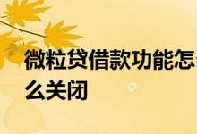 微粒贷借款功能怎么关闭 微粒贷借款功能怎么关闭