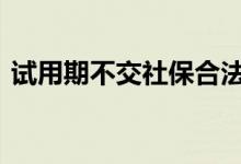 试用期不交社保合法 试用期不交社保违法吗