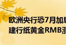 欧洲央行恐7月加息50个基点 周一 7月11日建行纸黄金RMB涨0 10%