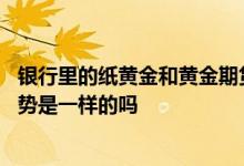 银行里的纸黄金和黄金期货有什么区别 期货黄金和纸黄金走势是一样的吗