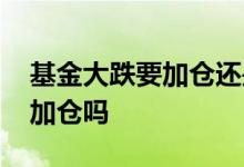 基金大跌要加仓还是减仓 基金下跌后反弹还加仓吗